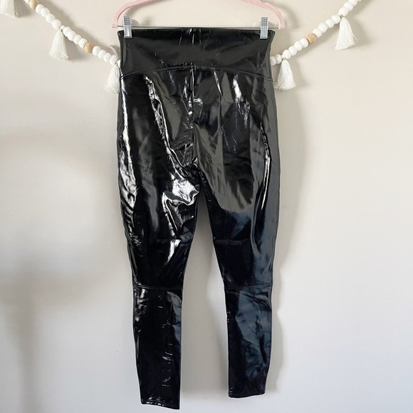 NEW SPANX Faux Patent Leather Leggings High Waisted Classic Black Size Large - Picture 15 of 15